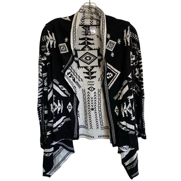 H&M Divided Southwestern Print Open Waterfall Cardigan Reversible Sweater XS - Picture 1 of 14